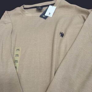U.S. Polo Assn. Tan Waffle Knit Thermal Long Sleeve NWT XXL